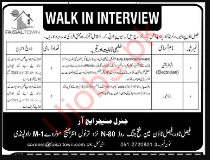 Faisal Town Private Limited Rawalpindi Jobs 2023 - Official Advertisements