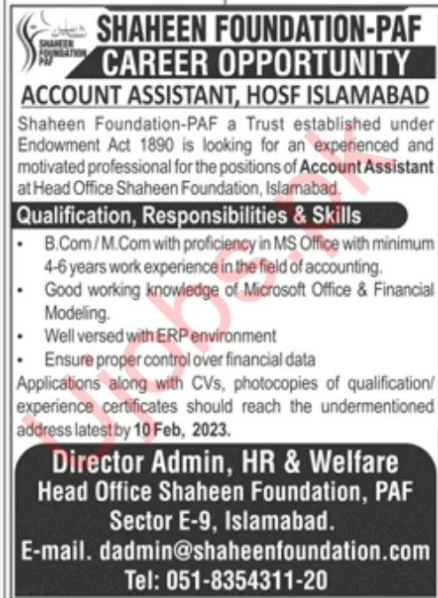Shaheen Foundation PAF Jobs 2023 - Official Advertisements
