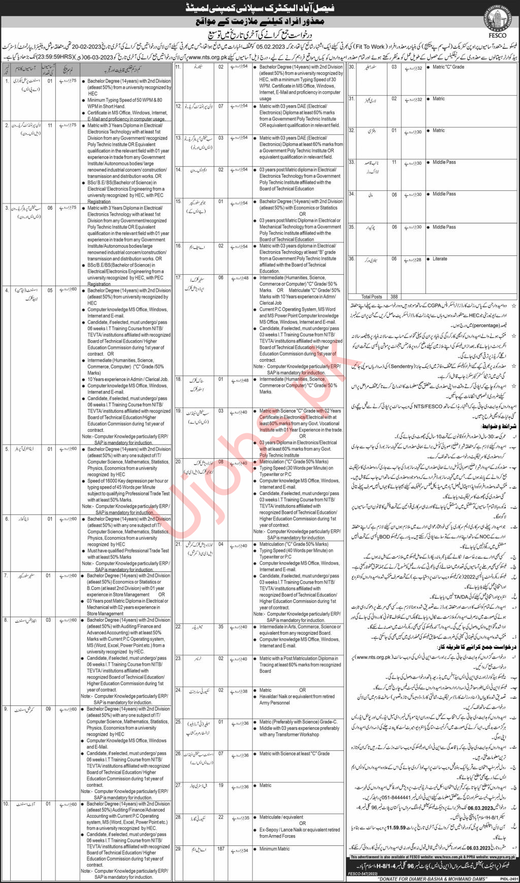FESCO Jobs 2023 Online NTS Apply | Faisalabad Electric Supply Company Careers