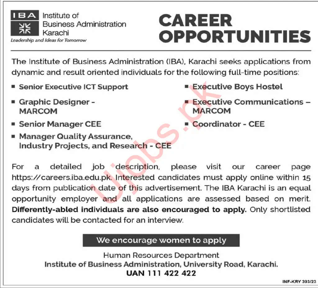 Institute of Business Administration IBA Karachi Jobs 2023 Advertisements