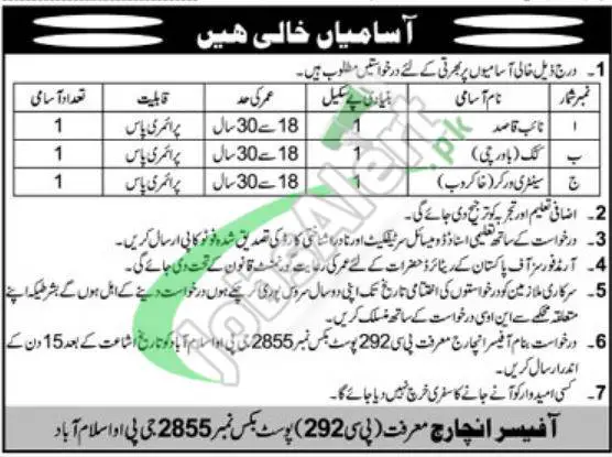 Public Sector Organization PO Box 2855 GPO Islamabad Jobs 2023