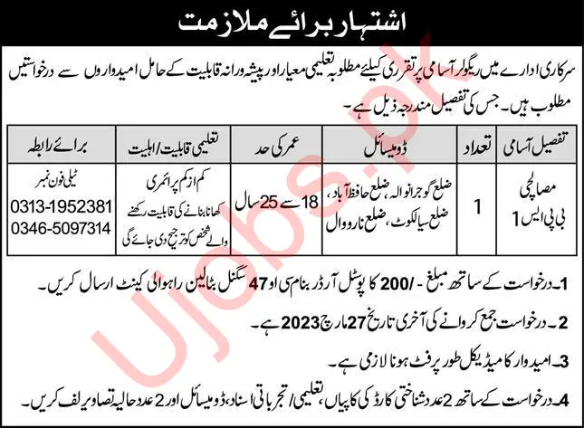 Pak Army Jobs 2023 - Join 47 Signal Battalion Rahwali Cantt Masalchi - Official Advertisements